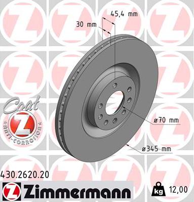 Zimmermann 430.2620.20 - Гальмівний диск autozip.com.ua