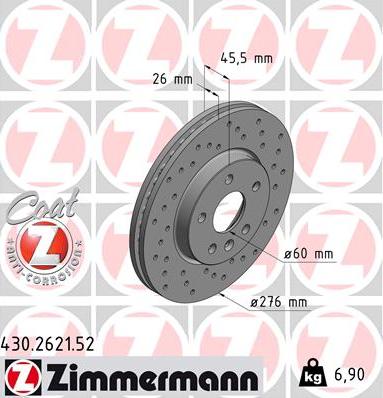 Zimmermann 430.2621.52 - Гальмівний диск autozip.com.ua
