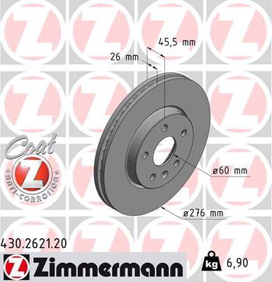 Zimmermann 430.2621.20 - Гальмівний диск autozip.com.ua