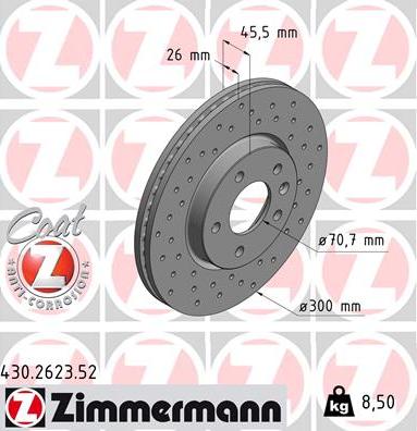 Zimmermann 430.2623.52 - Гальмівний диск autozip.com.ua