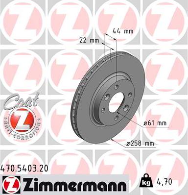 Zimmermann 470.5403.20 - Гальмівний диск autozip.com.ua