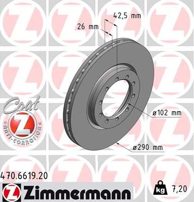 Zimmermann 470.6619.20 - Гальмівний диск autozip.com.ua