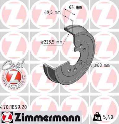 Zimmermann 470.1859.20 - Гальмівний барабан autozip.com.ua