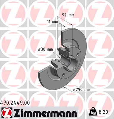 Zimmermann 470.2449.00 - Гальмівний диск autozip.com.ua