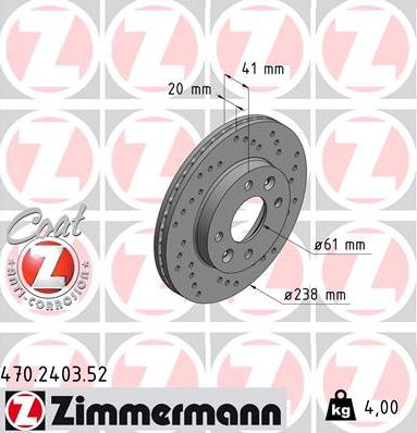 Zimmermann 470.2403.52 - Гальмівний диск autozip.com.ua