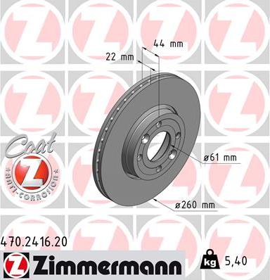 Zimmermann 470.2416.20 - Гальмівний диск autozip.com.ua