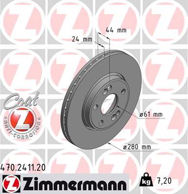 Zimmermann 470.2411.20 - Гальмівний диск autozip.com.ua