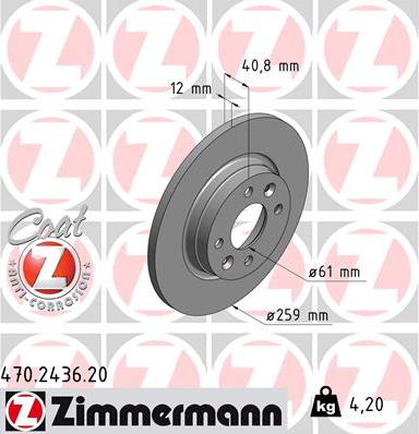 Zimmermann 470.2436.20 - Гальмівний диск autozip.com.ua