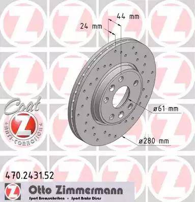 Zimmermann 470.2431.52 - Гальмівний диск autozip.com.ua