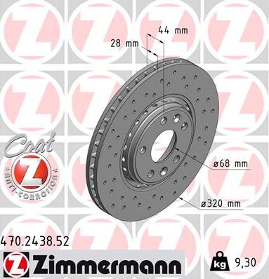 Zimmermann 470.2438.52 - Гальмівний диск autozip.com.ua