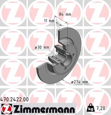 Zimmermann 470.2422.00 - Гальмівний диск autozip.com.ua