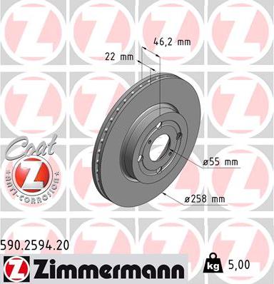 Zimmermann 590.2594.20 - Гальмівний диск autozip.com.ua