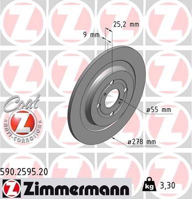 Zimmermann 590.2595.20 - Гальмівний диск autozip.com.ua