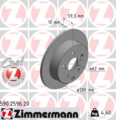 Zimmermann 590.2596.20 - Гальмівний диск autozip.com.ua
