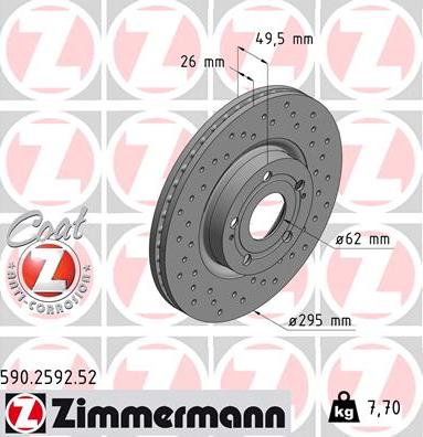 Zimmermann 590.2592.52 - Гальмівний диск autozip.com.ua