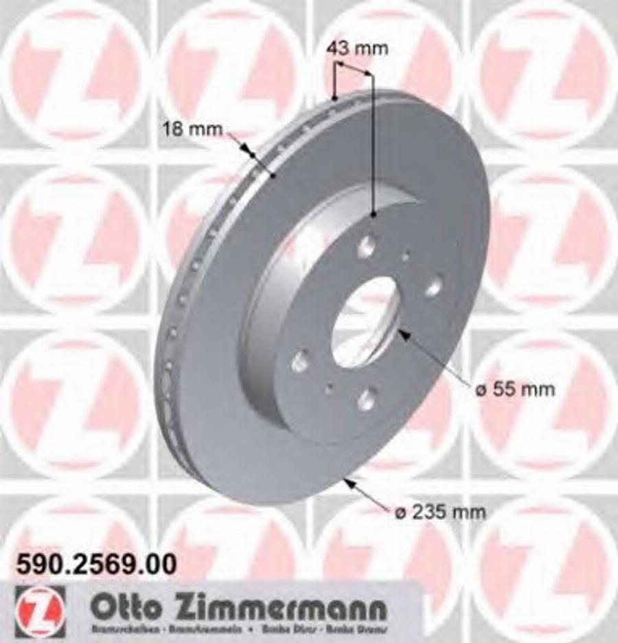 Zimmermann 590.2569.00 - Гальмівний диск autozip.com.ua