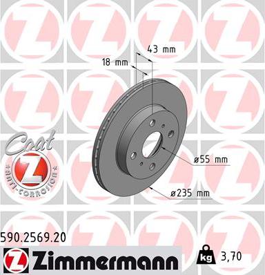 Zimmermann 590.2569.20 - Гальмівний диск autozip.com.ua