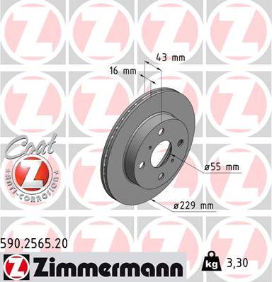 Zimmermann 590.2565.20 - Гальмівний диск autozip.com.ua