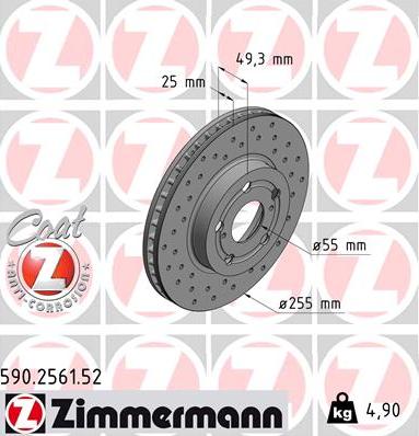 Zimmermann 590.2561.52 - Гальмівний диск autozip.com.ua