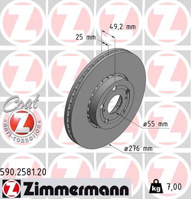 Zimmermann 590.2581.20 - Гальмівний диск autozip.com.ua