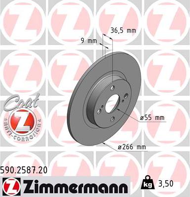 Zimmermann 590.2587.20 - Гальмівний диск autozip.com.ua