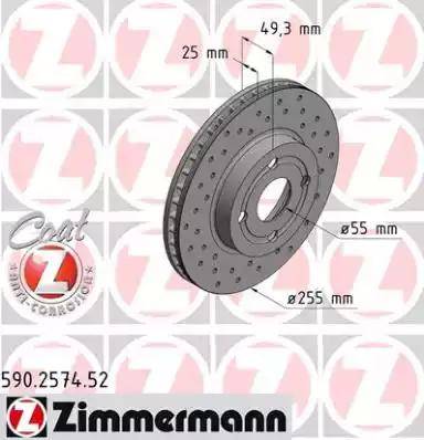 Zimmermann 590.2574.52 - Гальмівний диск autozip.com.ua