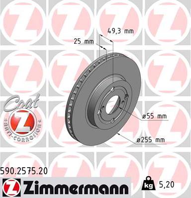 Zimmermann 590.2575.20 - Гальмівний диск autozip.com.ua