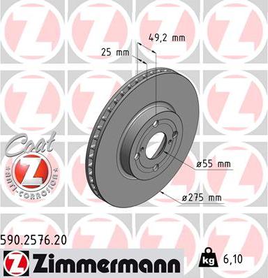 Zimmermann 590.2576.20 - Гальмівний диск autozip.com.ua