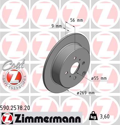 Zimmermann 590.2578.20 - Гальмівний диск autozip.com.ua