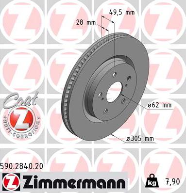 Zimmermann 590.2840.20 - Гальмівний диск autozip.com.ua