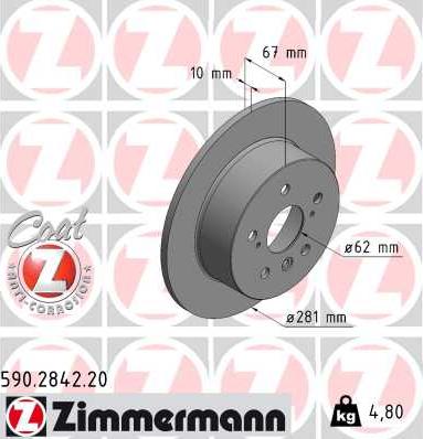 Zimmermann 590.2842.20 - Гальмівний диск autozip.com.ua
