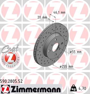 Zimmermann 590.2805.52 - Гальмівний диск autozip.com.ua