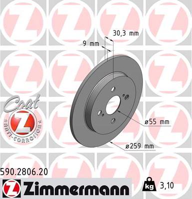 Zimmermann 590.2806.20 - Гальмівний диск autozip.com.ua