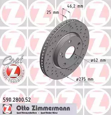 Zimmermann 590.2800.52 - Гальмівний диск autozip.com.ua