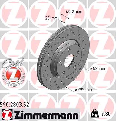 Zimmermann 590.2803.52 - Гальмівний диск autozip.com.ua