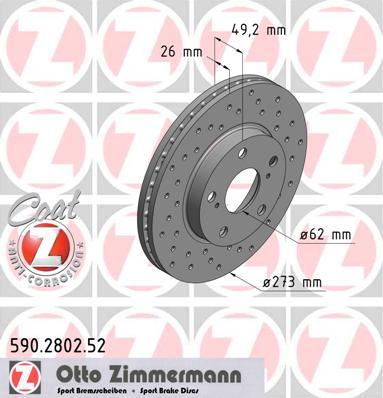 Zimmermann 590.2802.52 - Гальмівний диск autozip.com.ua