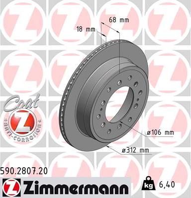 Zimmermann 590.2807.20 - Гальмівний диск autozip.com.ua