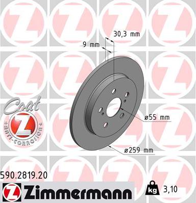 Zimmermann 590.2819.20 - Гальмівний диск autozip.com.ua