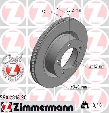 Zimmermann 590.2816.20 - Гальмівний диск autozip.com.ua