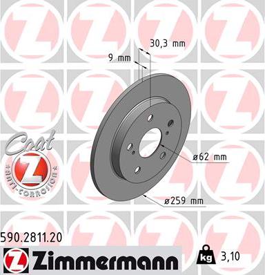 Zimmermann 590.2811.20 - Гальмівний диск autozip.com.ua