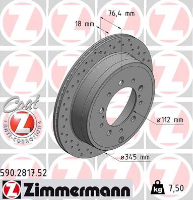 Zimmermann 590.2817.52 - Гальмівний диск autozip.com.ua