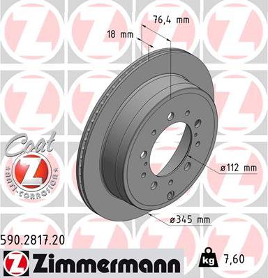 Zimmermann 590.2817.20 - Гальмівний диск autozip.com.ua