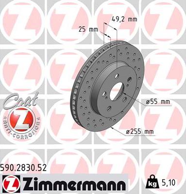 Zimmermann 590.2830.52 - Гальмівний диск autozip.com.ua