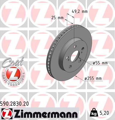 Zimmermann 590.2830.20 - Гальмівний диск autozip.com.ua