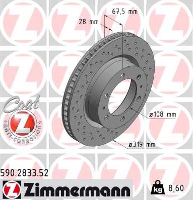 Zimmermann 590.2833.52 - Гальмівний диск autozip.com.ua