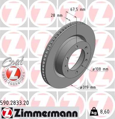 Zimmermann 590.2833.20 - Гальмівний диск autozip.com.ua