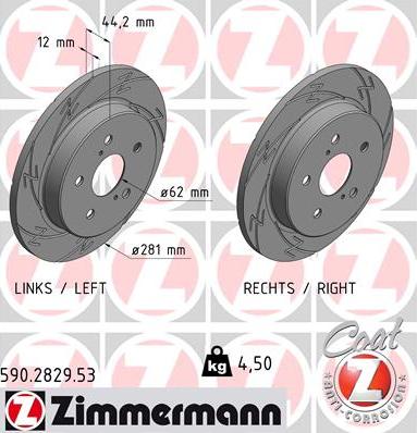 Zimmermann 590.2829.53 - Гальмівний диск autozip.com.ua