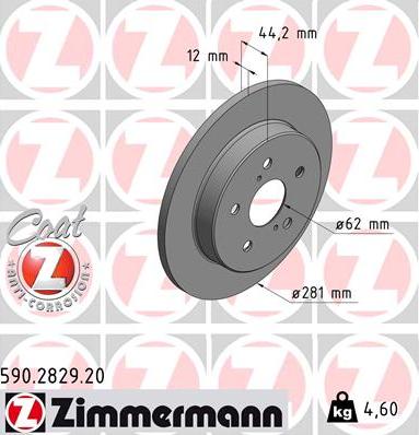 Zimmermann 590.2829.20 - Гальмівний диск autozip.com.ua