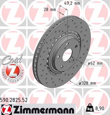 Zimmermann 590.2825.52 - Гальмівний диск autozip.com.ua