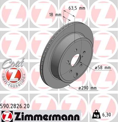Zimmermann 590.2826.20 - Гальмівний диск autozip.com.ua